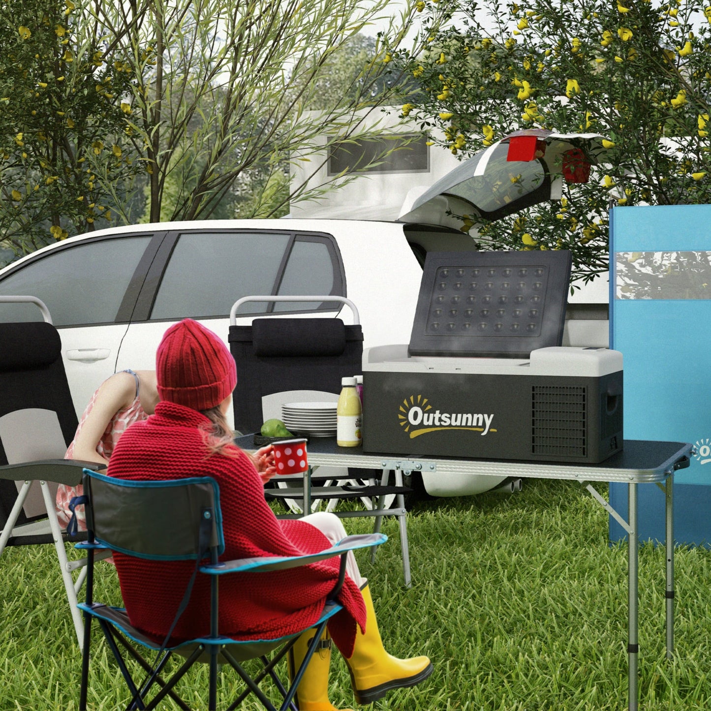 Outsunny 16L Portable Car Fridge, -20â to 10â Adjustable Temperature - Black/Grey