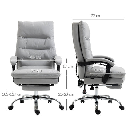Vinsetto Office Chair with Footrest, Double Padding Ergonomic Desk Chair with 6-Point Vibration Massage and Back Heating, Microfibre Fabric with 135Â° Reclining Back, Grey
