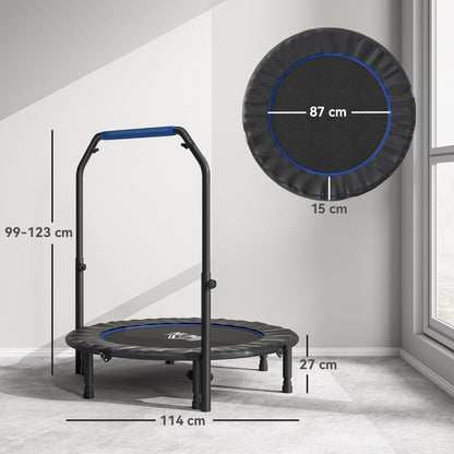 HOMCOM 45" Foldable Mini Fitness Trampoline, with Adjustable Foam Handle, Blue