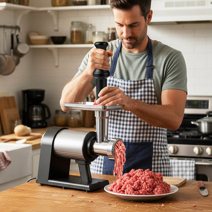 Electric Meat Grinder 2000W Sausage Stuffer Maker with 3 Sausage Tubes and 3 Grinding Plates-Silver