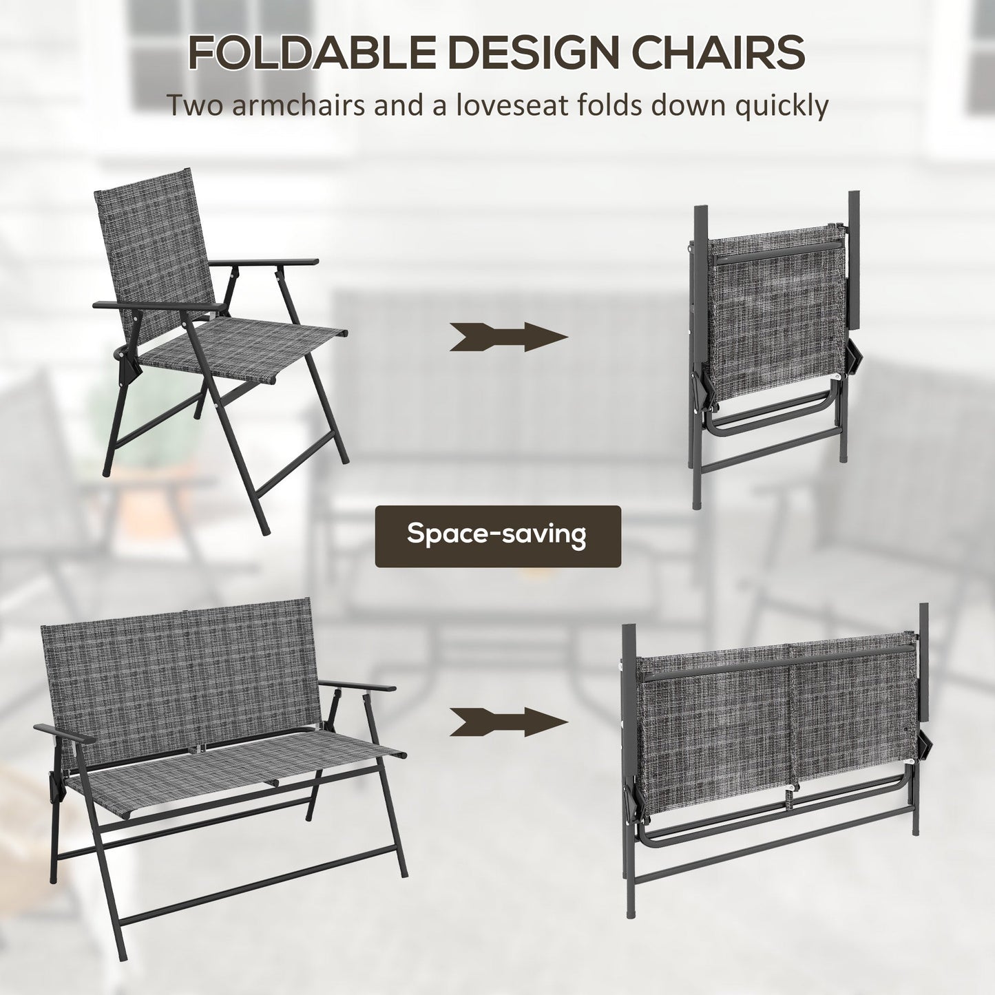 Outsunny Four-Piece Metal Garden Sofa Set - Mixed Grey