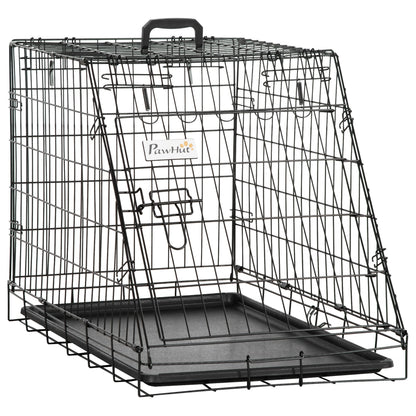 Pawhut Trapeze Collapsible Dog Pet Travel Box Cage Removable Tray 78 x 47 x 55cm