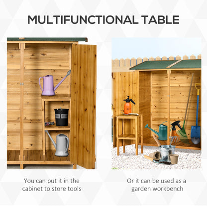 Outsunny 139 x 75 Fir Wood Garden Shed, with Asphalt Roof - Natural