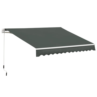 Outsunny 3.5M x 2.5M Manual Awning Canopy Retractable Sun Shade Shelter for Garden Patio