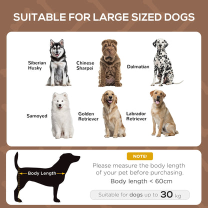 PawHut Raised Dog Bed Waterproof Elevated Pet Cot with Breathable Mesh UV Protection Canopy Brown, for Large Dogs, 92 x 76 x 90cm