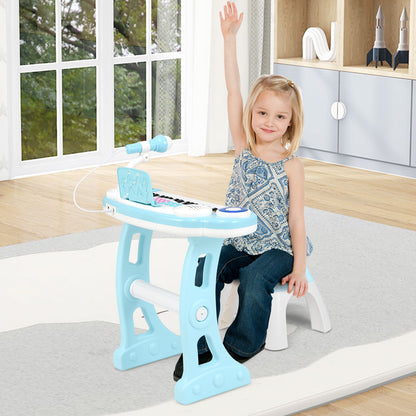 37 Keys Electronic Kids Piano Toy with Detachable Legs and Stool-Blue