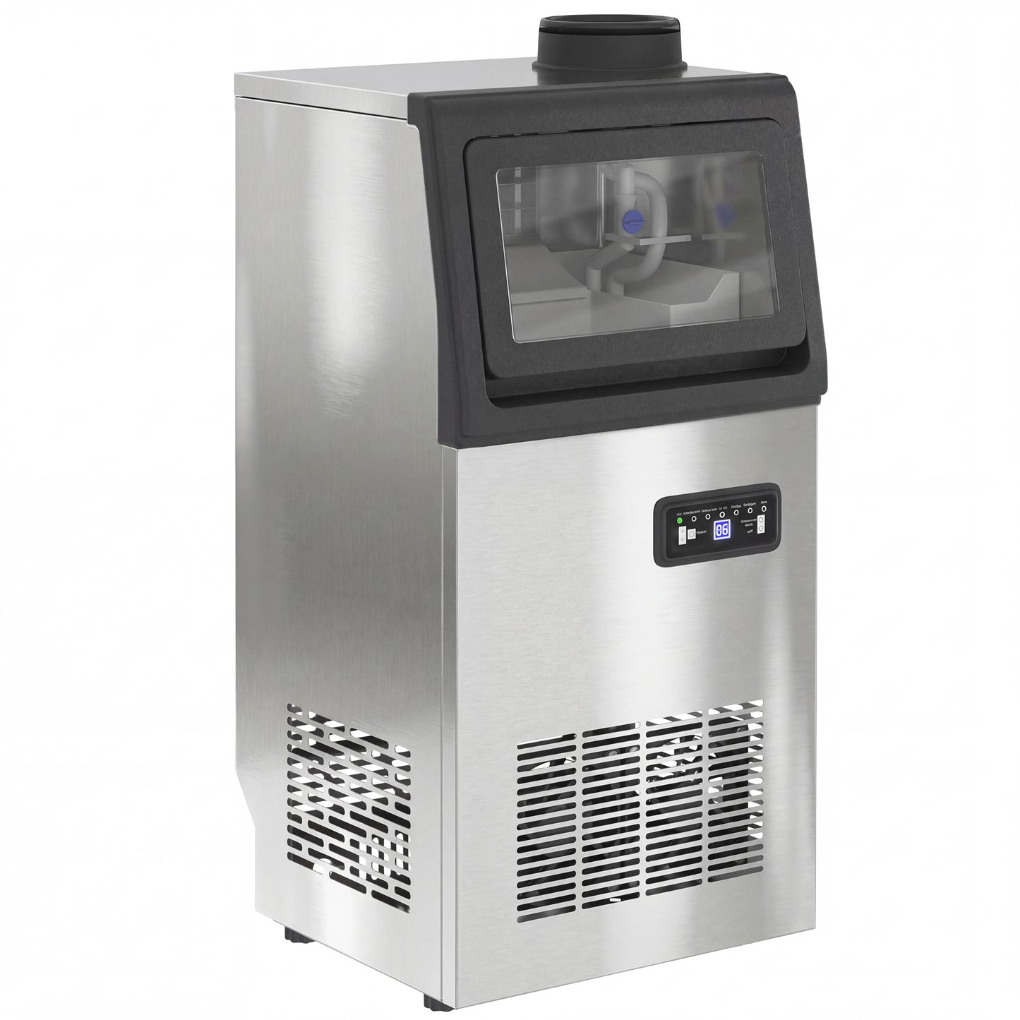 HOMCOM Commercial Ice Maker Machine, 36kg/24H Stainless Steel Under Counter or Freestanding Ice Machine, Silver