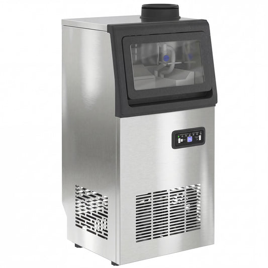 HOMCOM Commercial Ice Maker Machine, 36kg/24H Stainless Steel Under Counter or Freestanding Ice Machine, Silver