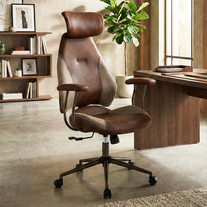 Ergonomic Office Chair with Flax Fabric and 2D Headrest
