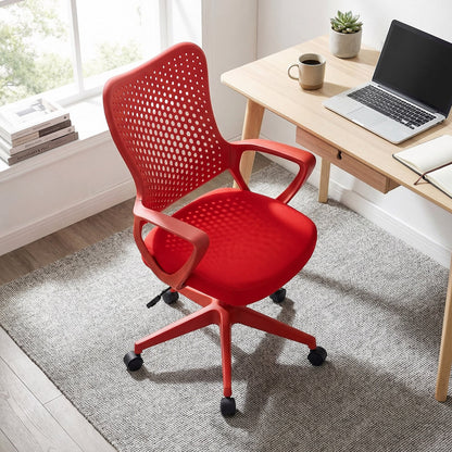 Ergonomic Office Chair with Padded Cushion and Butterfly Backrest Adjustable Swivel-Red