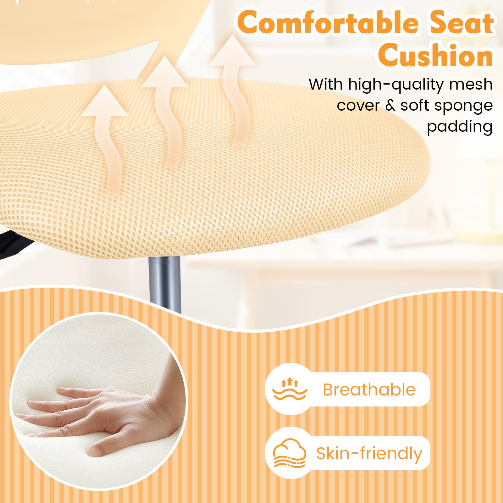 Ergonomic Children Study Chair with Adjustable Height-Yellow