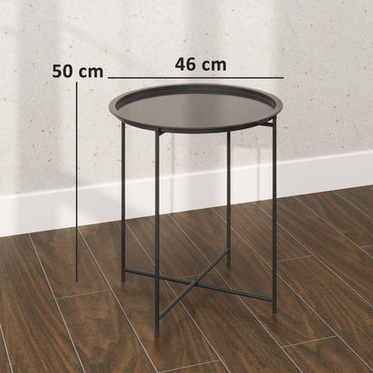 Outsunny Steel Removable Tray Top Garden Table - Black