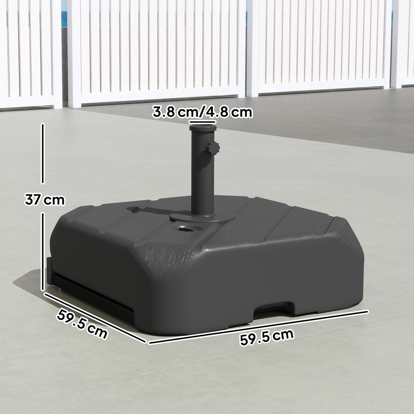 Outsunny Garden Parasol Base with Wheels, Telescopic Handle, 72 kg /45 kg Fillable Sun Umbrella Base Parasol Stand, Black