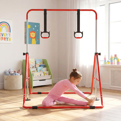 Expandable Gymnastic Bar for Kids 4-Level Height Adjustable Gymnastic Bar-Red