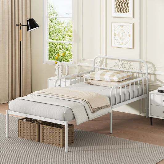 Extendable Daybed to Single Size Bed with Trundle for Adults and Guests-White