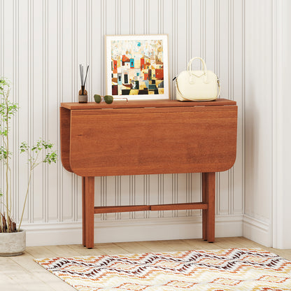 Extendable Dining Table Drop Leaf Kitchen Table for Small Spaces with X-shaped Frame-Walnut