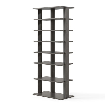 Extra Wide Wooden Vertical Shoe Rack with 7 Shelves-Grey