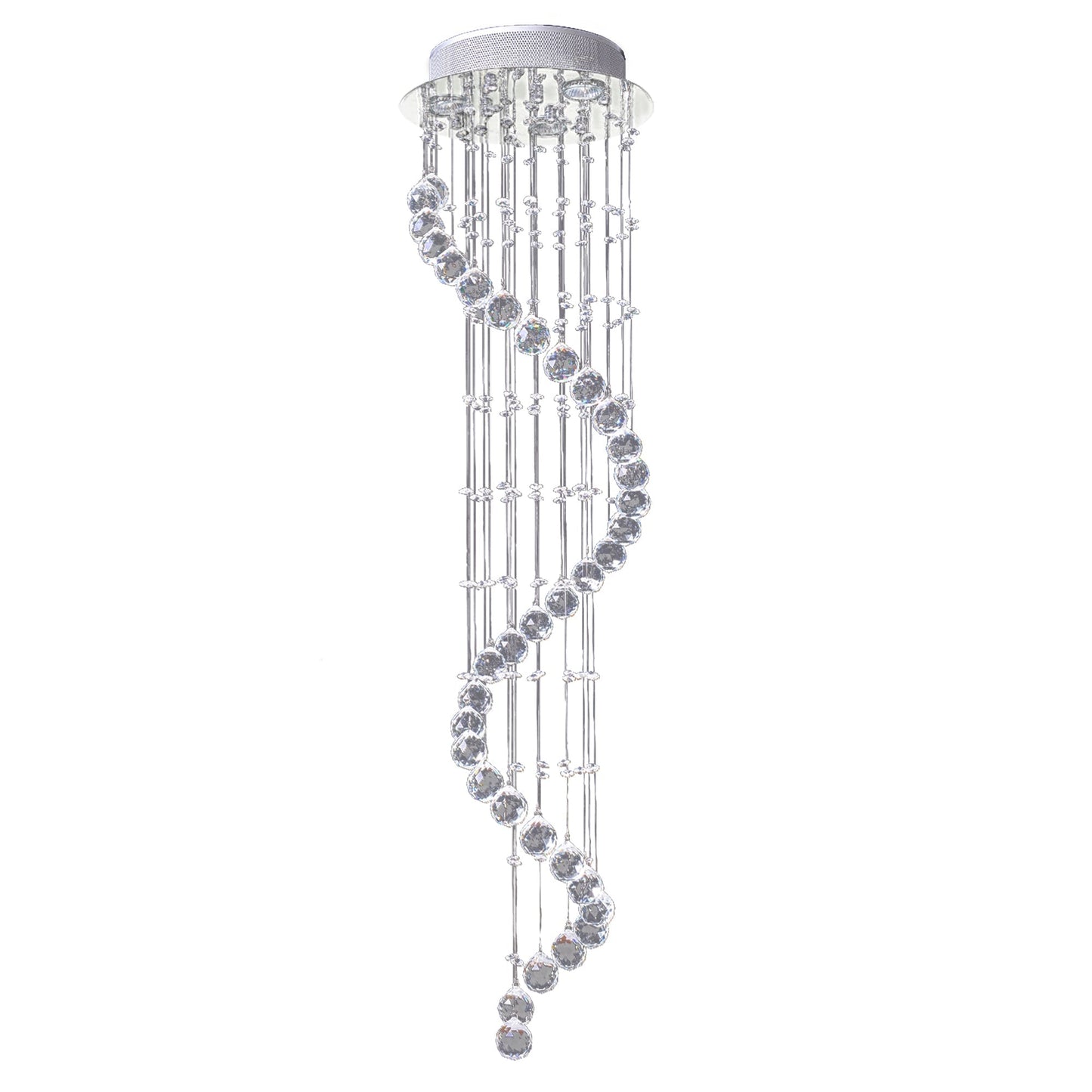 HOMCOM Modern Crystal Chandelier Ceiling Light Pendant Lamp Chrome Finish Glass Droplets New, 30 x 120cm