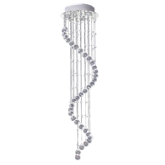 HOMCOM Modern Crystal Chandelier Ceiling Light Pendant Lamp Chrome Finish Glass Droplets New, 30 x 120cm