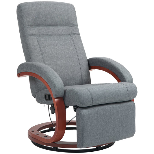 HOMCOM 135Â° Manual Reclining Swivel Chair, with Footrest - Grey