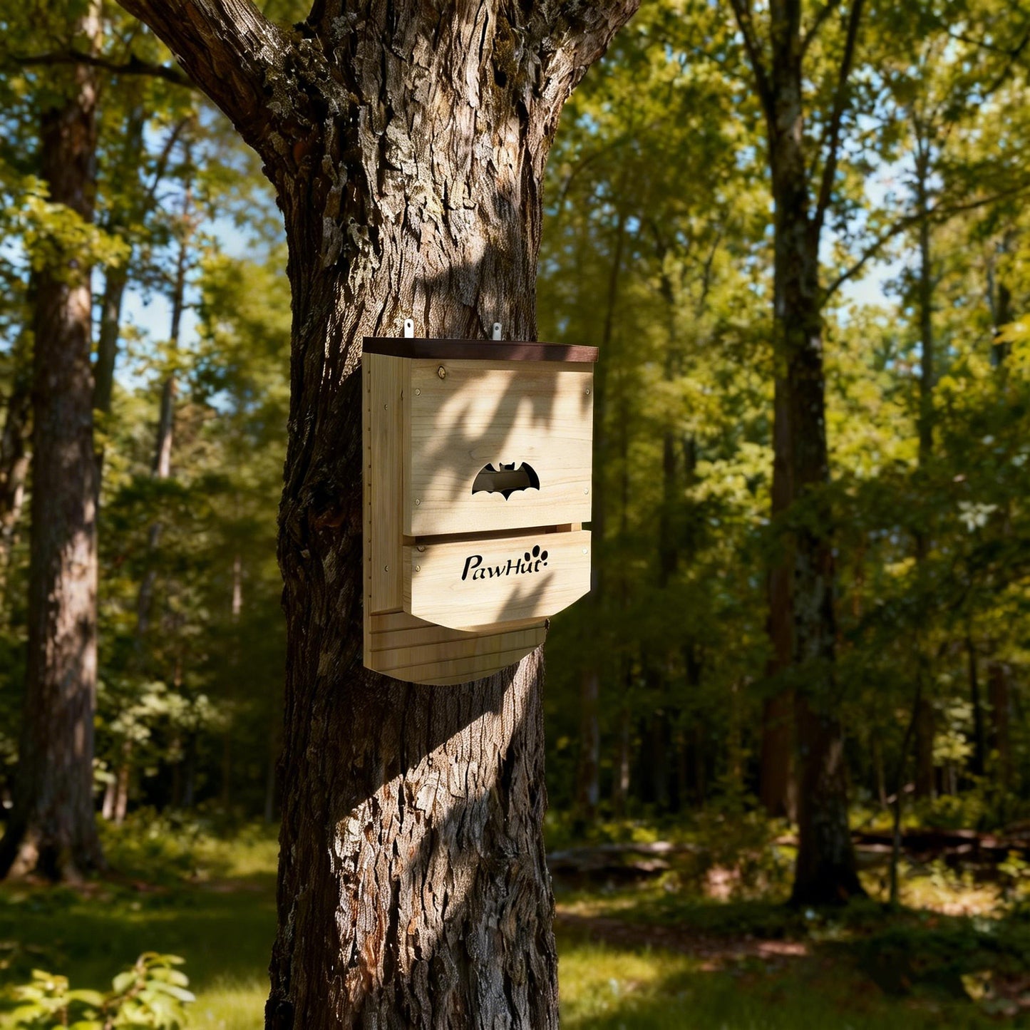 PawHut Set of 3 Wooden Bat Houses bat shelter with Grooved Landing Platform 23 x 9,5 x 36,5 cm natural wood