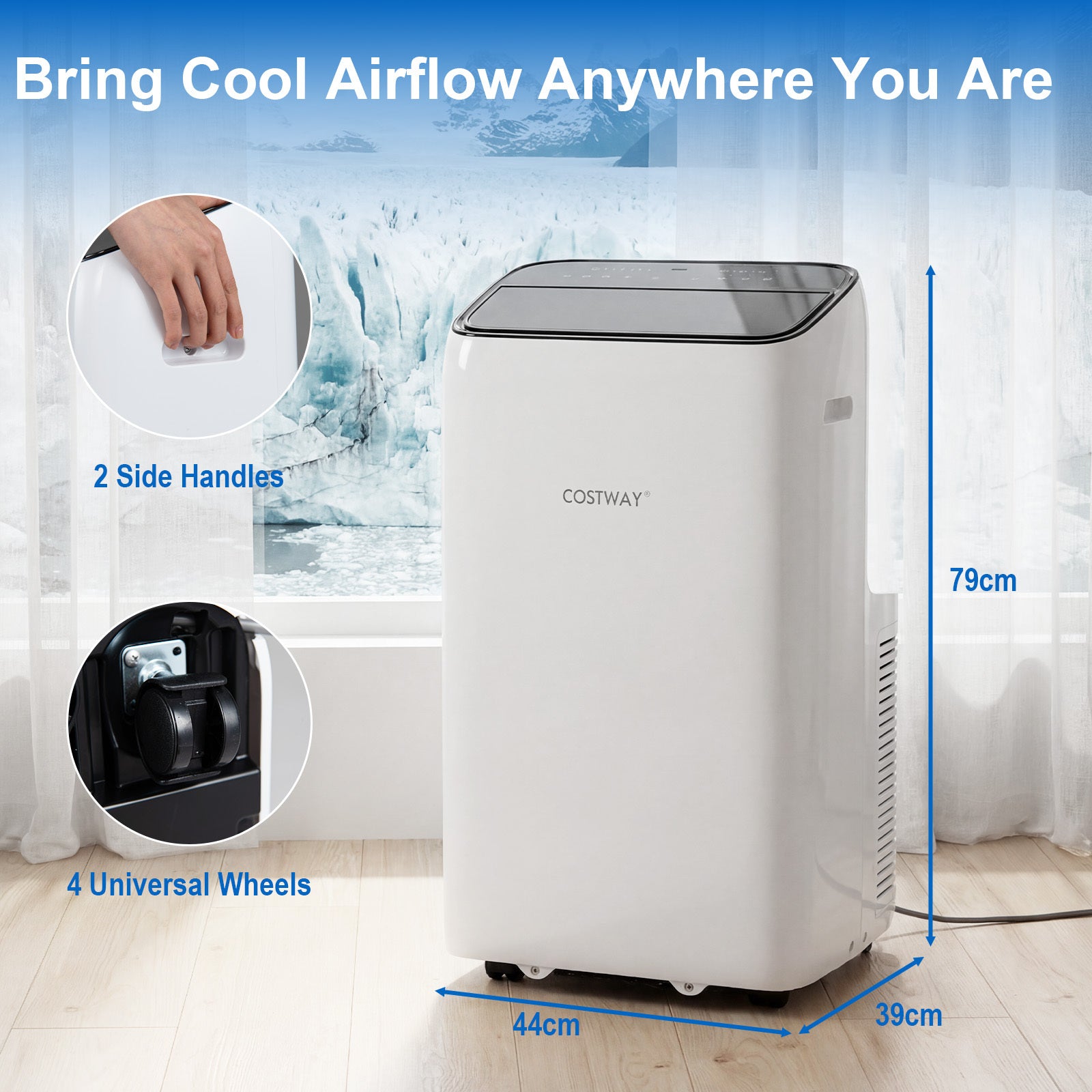 12000 BTU Portable Air Conditioner Cools Up to 46.5㎡ 5-in-1 Quiet AC Unit-White