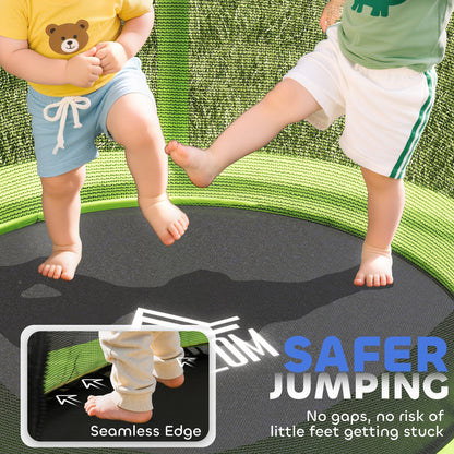 HOMCOM Kids Trampoline, with Enclosure Net, Steel Frame, for Ages 3-6 Years - Green