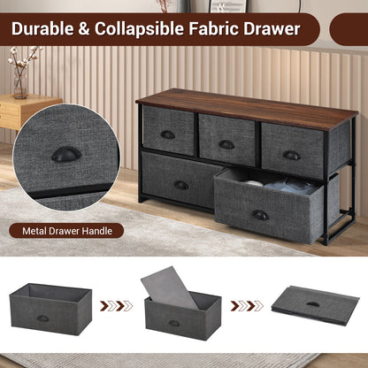 Fabric Drawer Cabinet for Wardrobe, Bedroom, Living Room-Black &amp; Grey