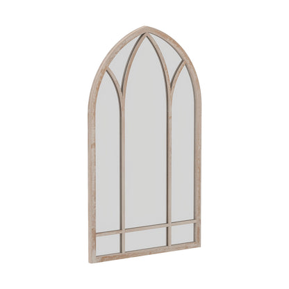 Farmhouse Window Pane Mirror Large Arched Wall Mounted Mirror with Metal Frame 83 x 48 cm-Grey