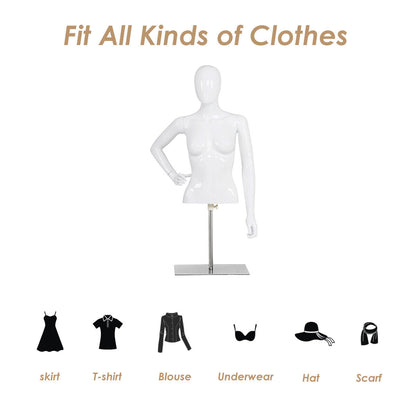 Female Half Body Mannequin with Adjustable Height and Arms