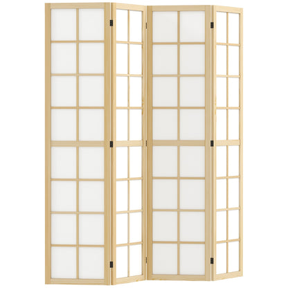 HOMCOM 4 Panel Folding Room Divider, Freestanding Room Separator, Indoor Privacy Screen for Living Room, Bedroom, 160 x 170cm