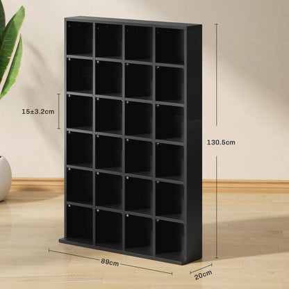 HOMCOM CD Storage Unit with Adjustable Shelves, 89 x 130.5 cm, Black