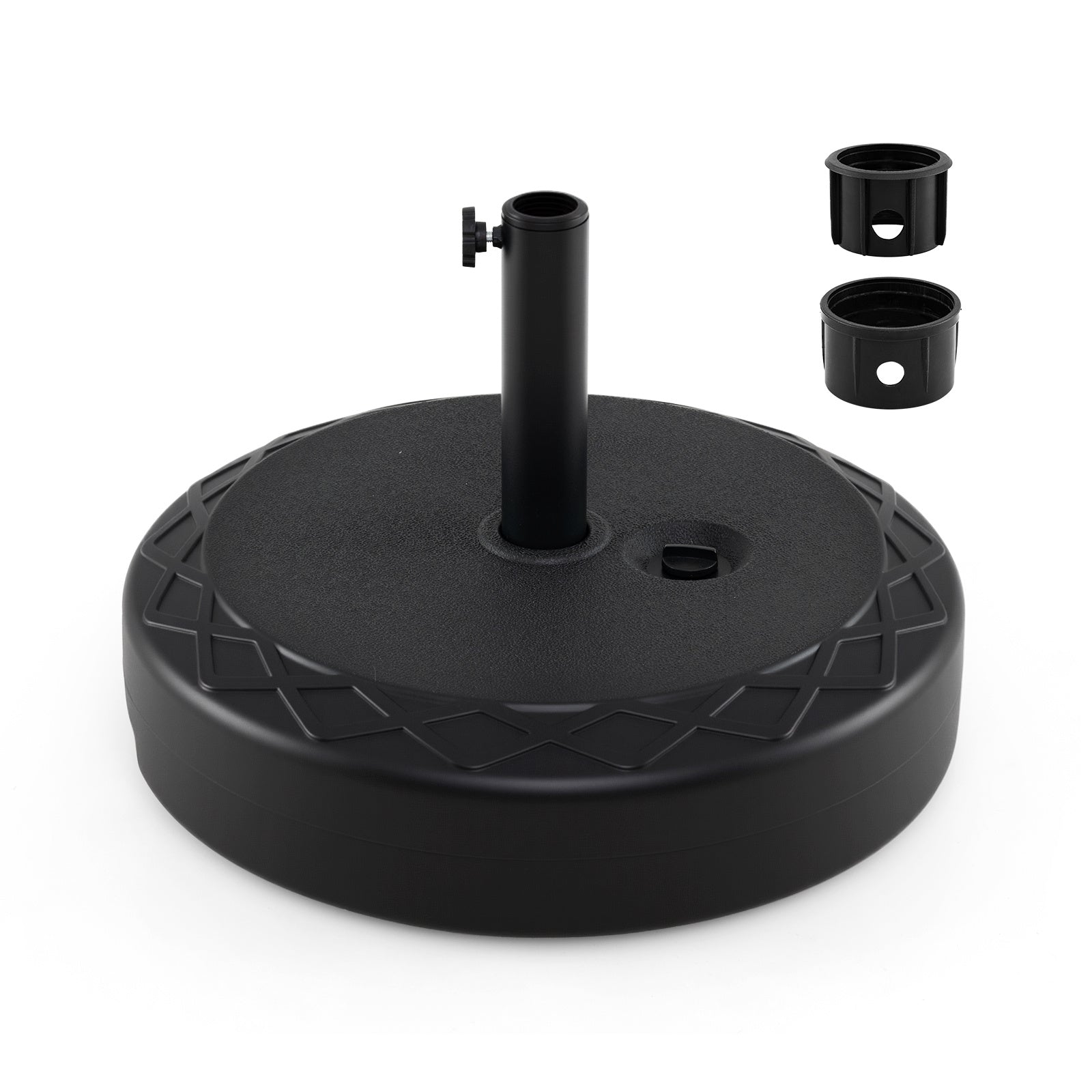 Fillable Umbrella Base 52 kg Heavy Duty Water/Sand Filled Round Market Umbrella Stand-Black