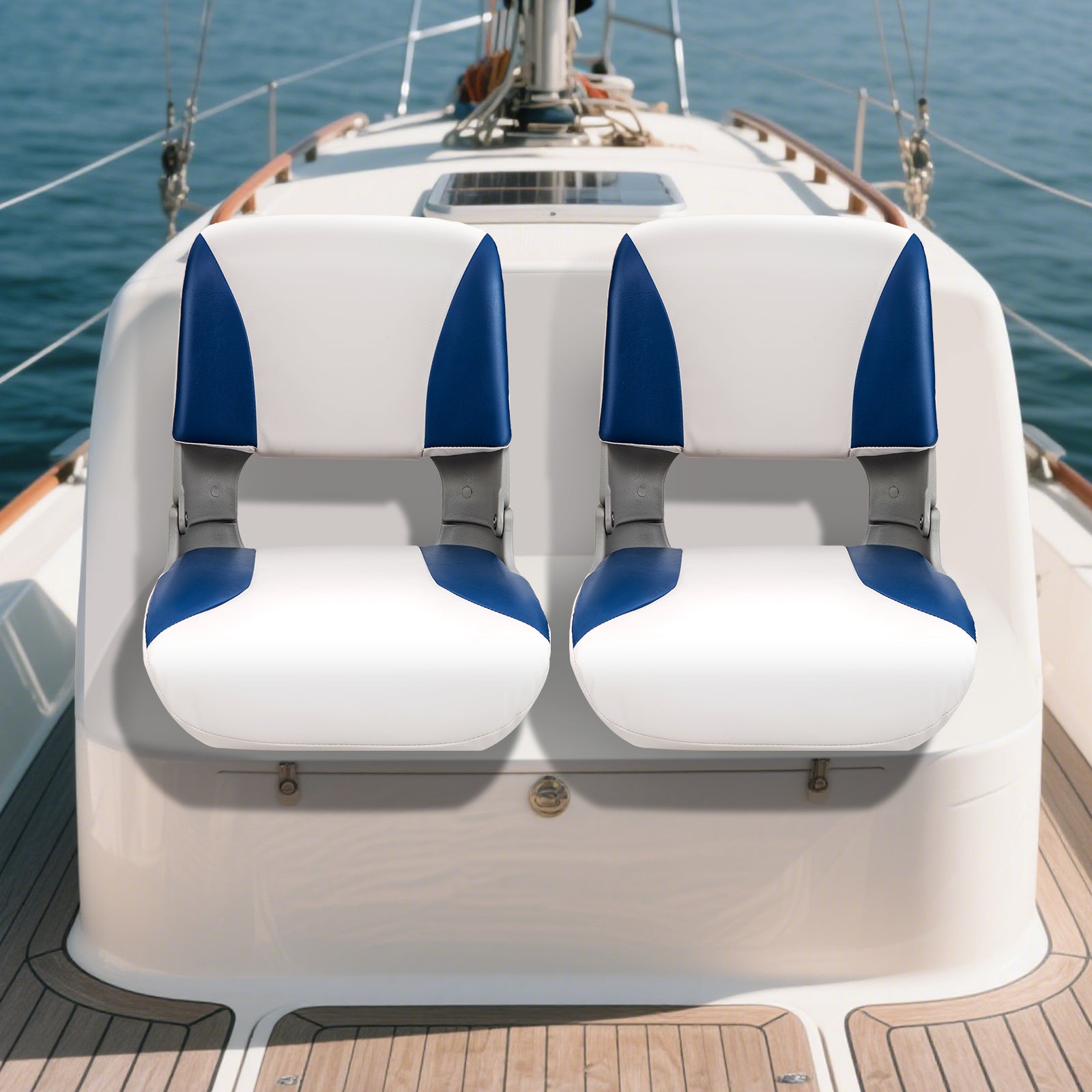 Fishing Boat Seat with High-density Sponge Cushion-Blue & White