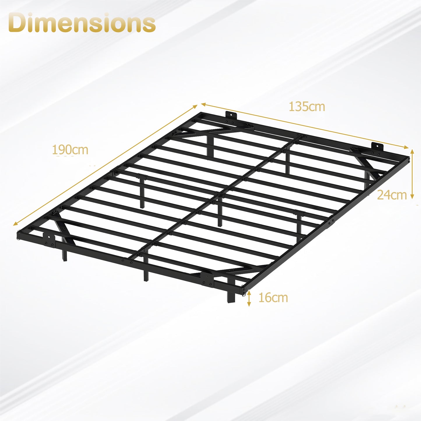 Double/King Size Floating Bed Frame Modern Metal Platform Bed with LED Lights-Double Size