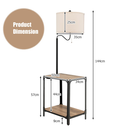Floor Lamp with End Table and USB Charging Ports with Rotatable Lamp Arm