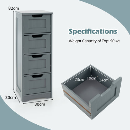 Floor Storage Cabinet Freestanding Bathroom Cabinet with 4 Drawers-Grey