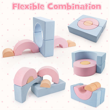 Foam Climbing Blocks for Toddlers 6-Piece Kids Climb Toys Soft Play Set for Babies-Macaron