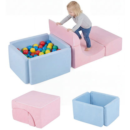 Foam Climbing Blocks for Toddlers Kids Soft Play Set with Ball Pit and Suede Covers Children Indoor-Colorful