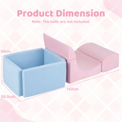 Foam Climbing Blocks for Toddlers Kids Soft Play Set with Ball Pit and Suede Covers Children Indoor-Colorful