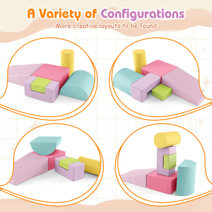 Foam Climbing Blocks with PU Cover for Toddlers 1-3-Macaron Pink