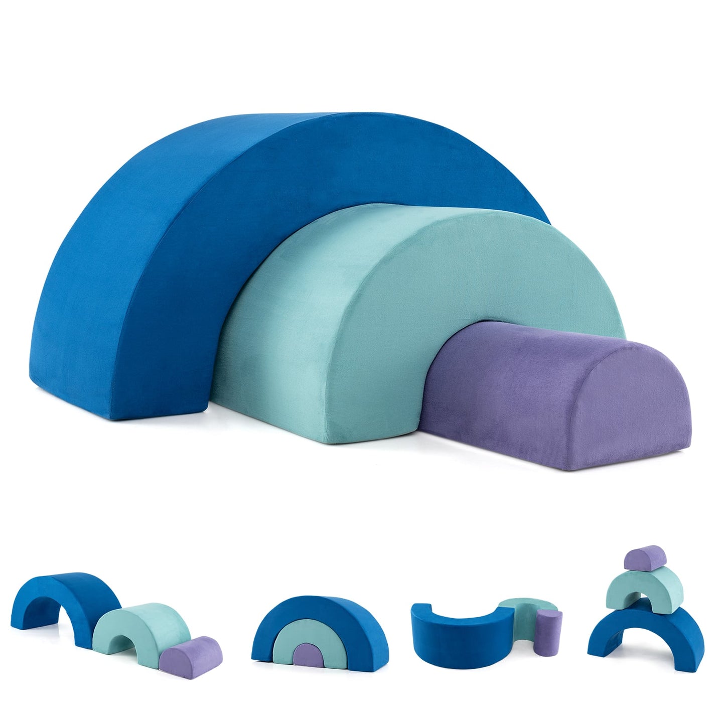 Rainbow Arc Climber Playset Foam Climbing Blocks Indoor Climb and Crawl Activity Play Set-Colourful