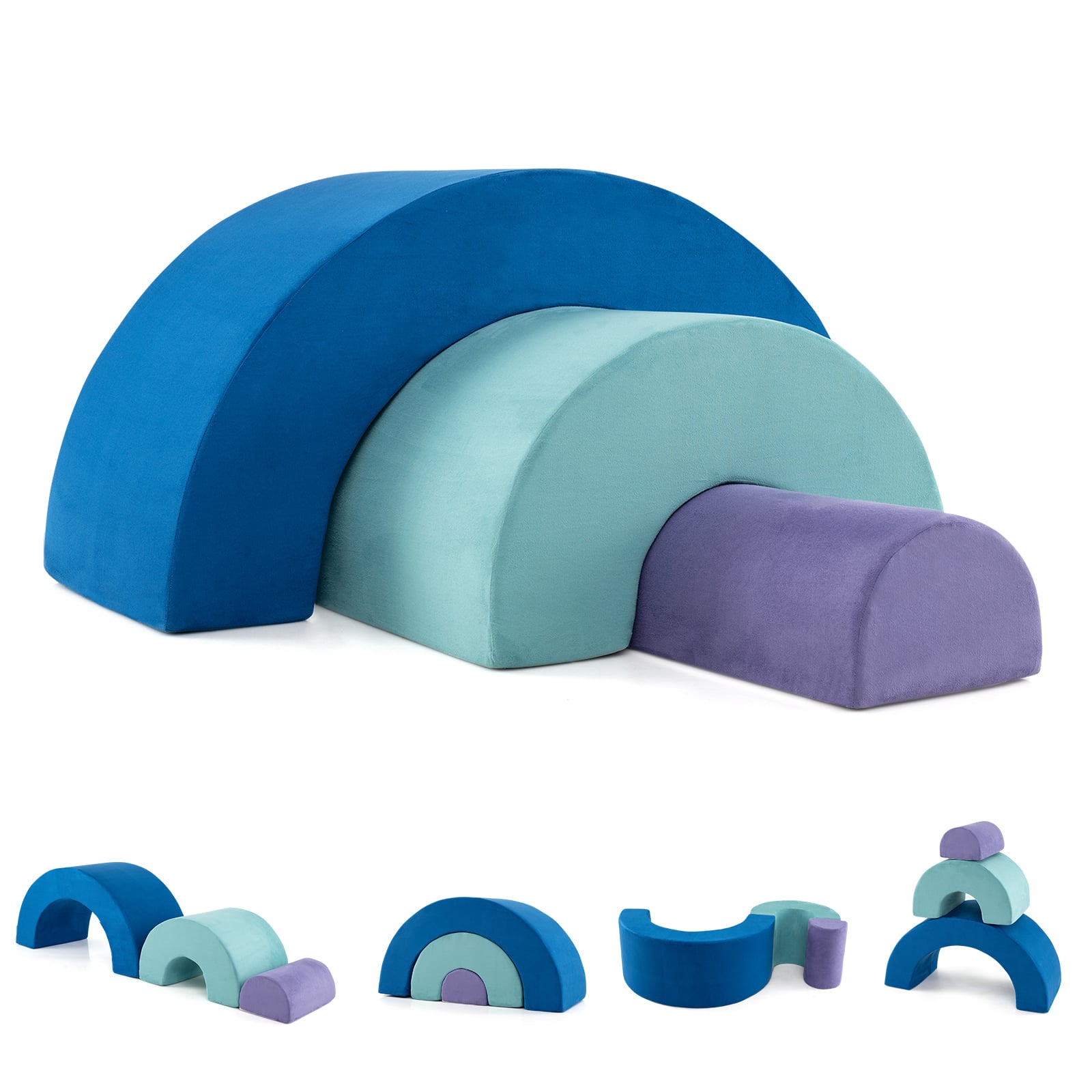 Rainbow Arc Climber Playset Foam Climbing Blocks Indoor Climb and Crawl Activity Play Set-Colourful