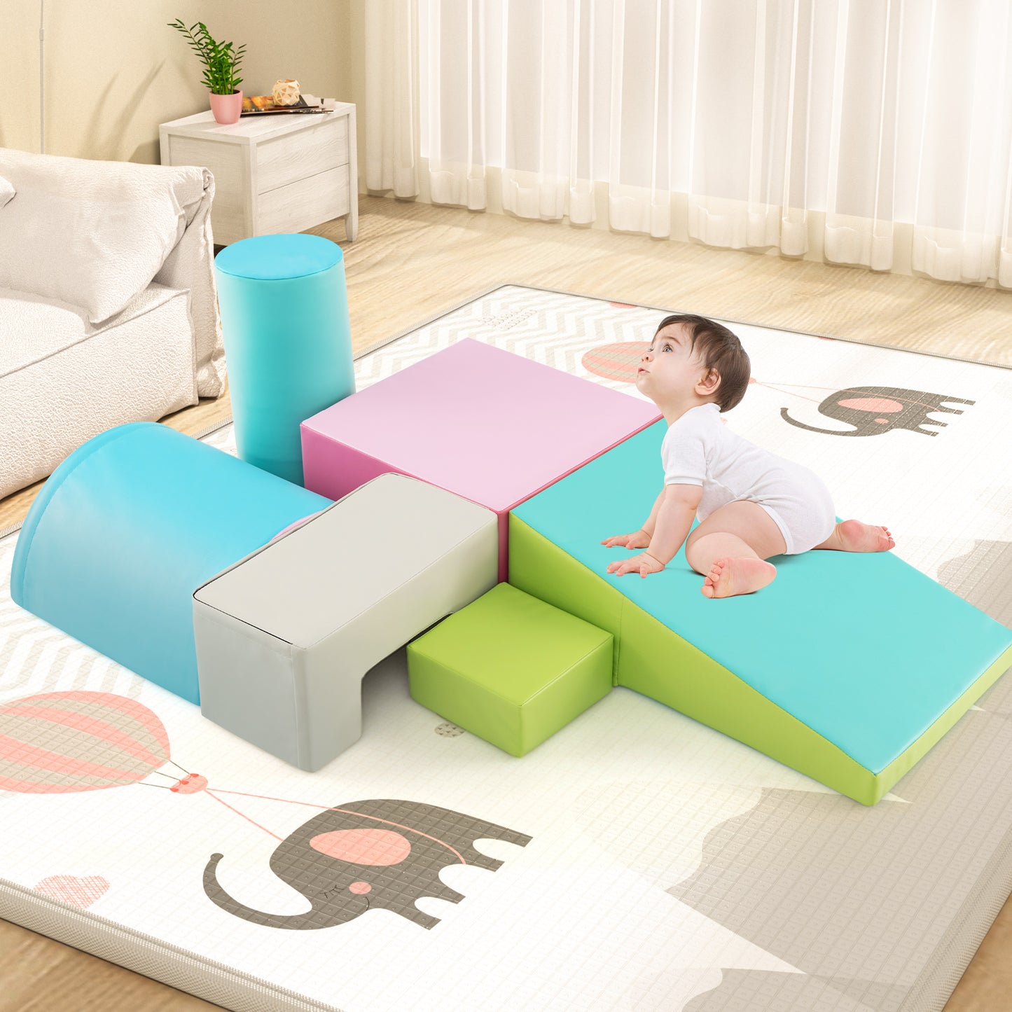 Foam Climbing Blocks with PU Cover for Toddlers 1-3-Green