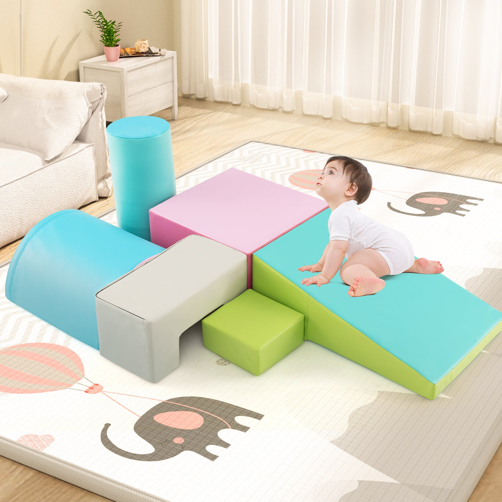 Foam Climbing Blocks with PU Cover for Toddlers 1-3-Green