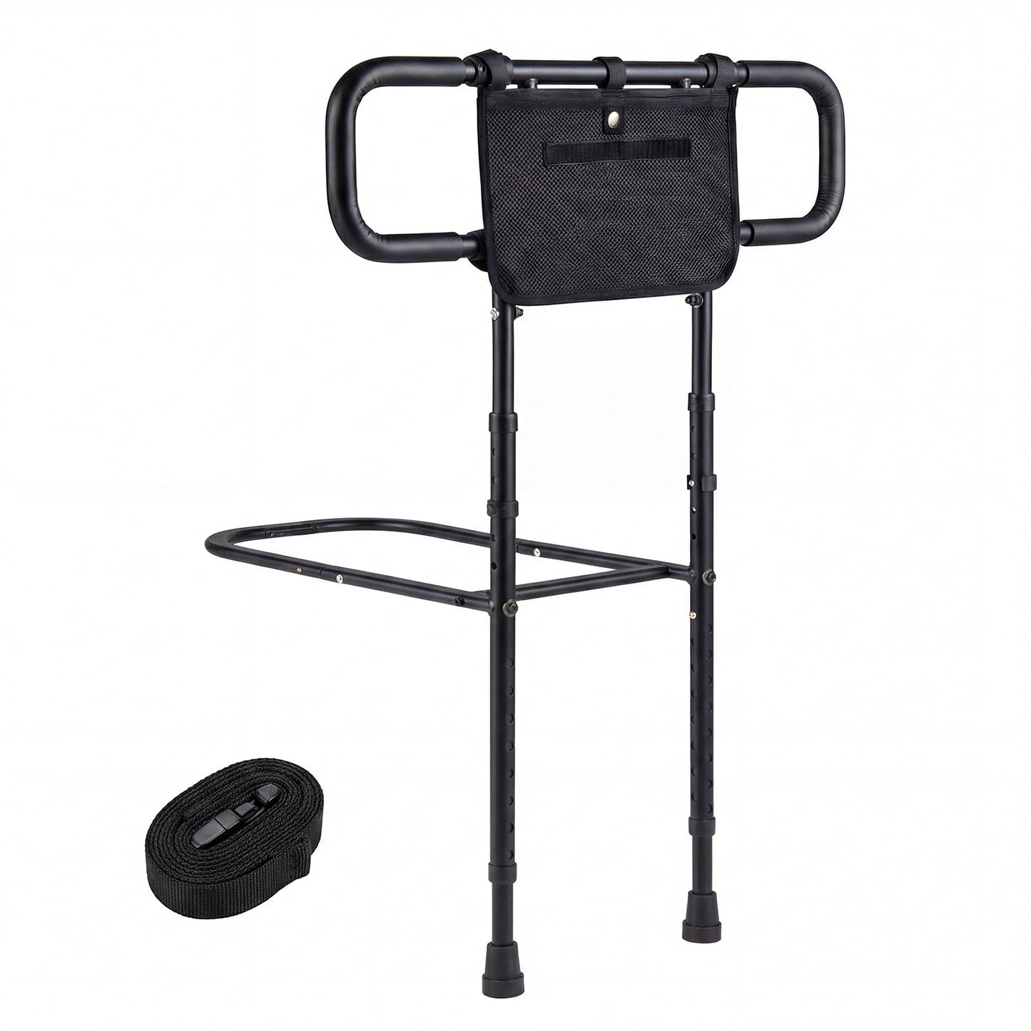 Foldable Bed Rail for Seniors Bed Rail for Elderly Adults Safety with Adjustable Width and Height-Black