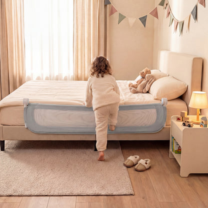 Foldable Bed Rail for Toddlers 148 Long with Removable Cover-Grey