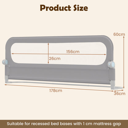 Foldable Bed Rail for Toddlers 178 Long with Removable Cover-Grey