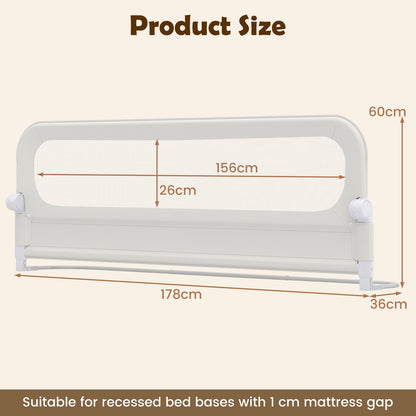 Foldable Bed Rail for Toddlers 178 Long with Removable Cover-White