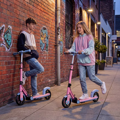 Foldable Kick Scooter with 2 Light-up Wheels and Rear Brake-Pink